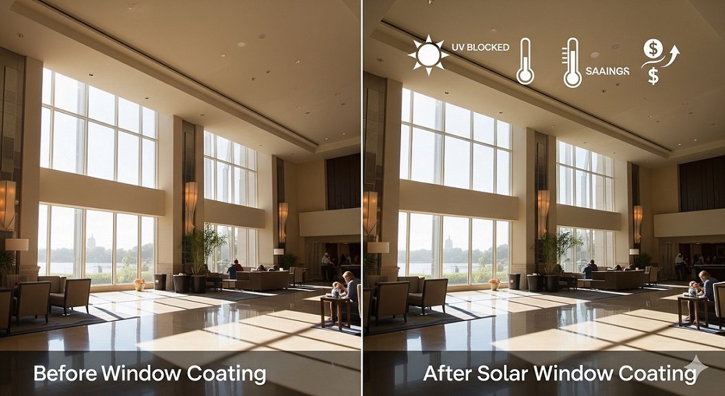 hotel uv coating apply before and after result heat protect uae