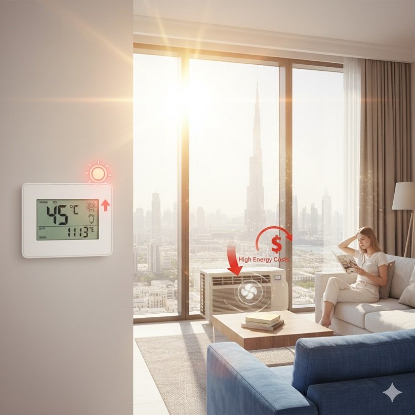 residence buidling heat protection uae window coating services